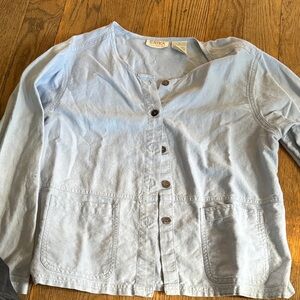 Erika Light Blue Linen Blend Top